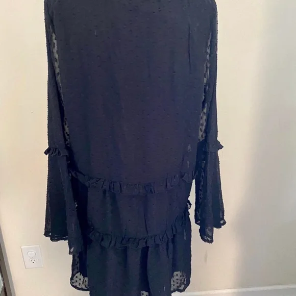 Shein Polka Dot Tassel Tie Neck Babydoll Dress - Picture 3 of 9